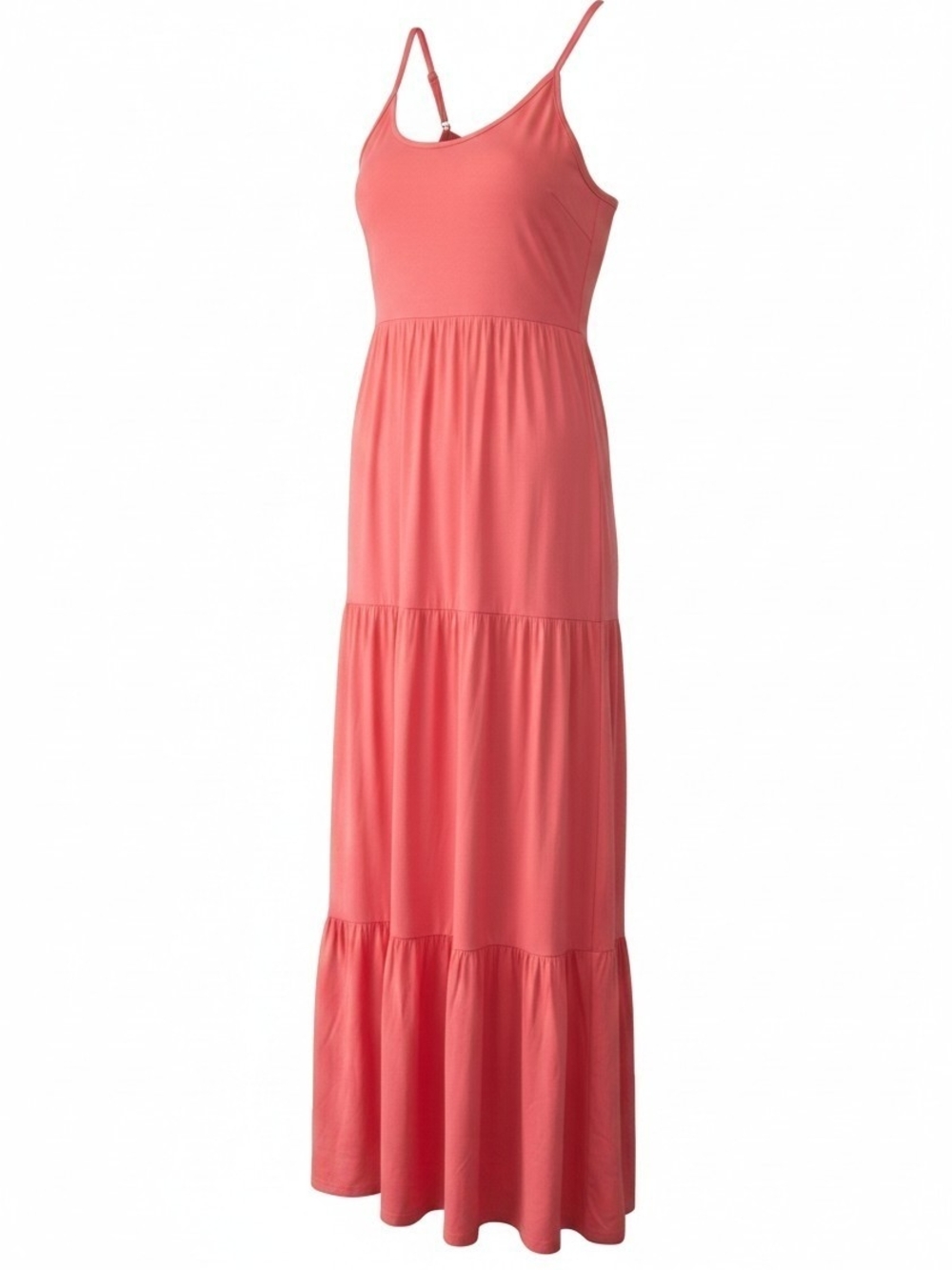 JOIE | Coral Orange Tiered Maxi Sundress Silky Slip Dress Beach Lightweight | S